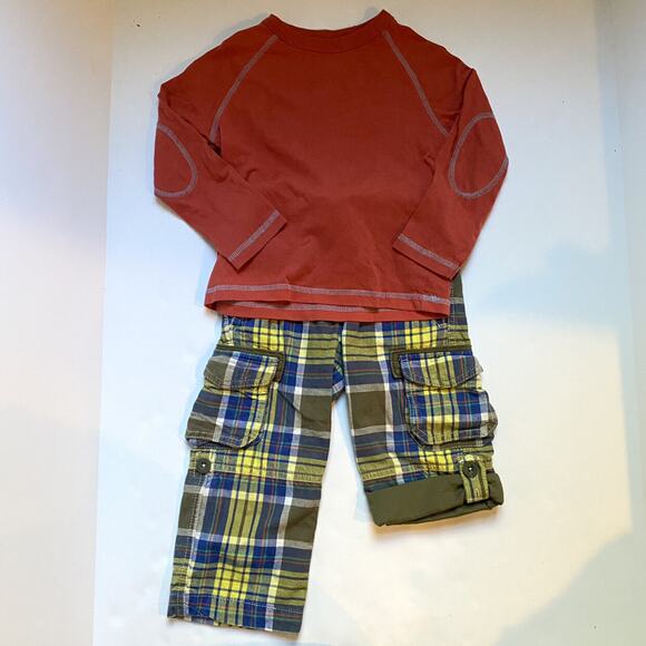 Mini Boden Dark Orange Plaid Mini Boden Outfit - Picture 1 of 3